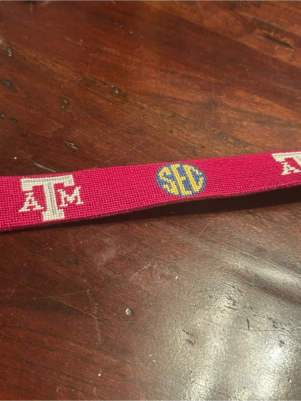 Smathers & Branson Men's SEC A&M Needlepoint Belt 34